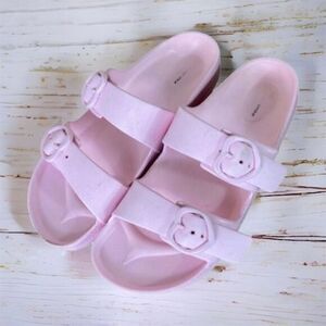 Slide Sandals Stoney Clover Lane Shoes Open Toe‎ Heart Womens Size 8 Pastel Pink